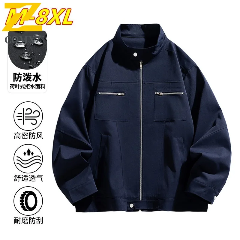 

COMXZ Plus Size Jacket Men Stand Collar Camping Oversize Lightweight Workwear Trendy Outdoor Adventure Minimalist Windbreaker