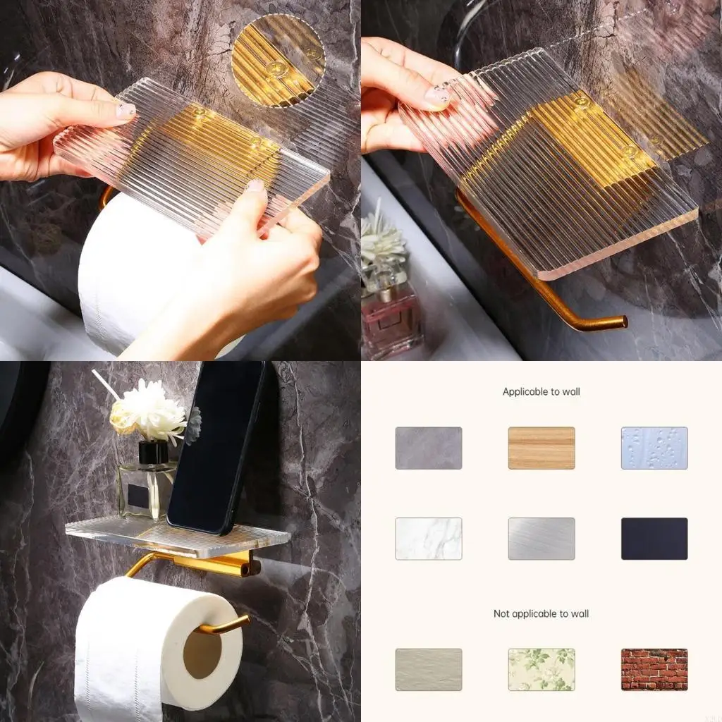 

Toilet Paper Roll Holder Acrylic Roll Tissue Holder Bathroom Accessories N2UD