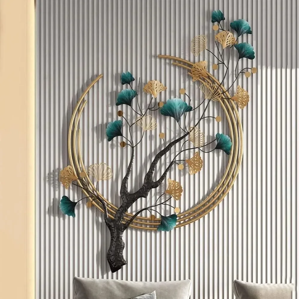 

Modern Home Decor Golden Ginkgo Biloba Metal Art Wall Sculpture Office Bedroom and Home Wall Decoration Crafts Garden