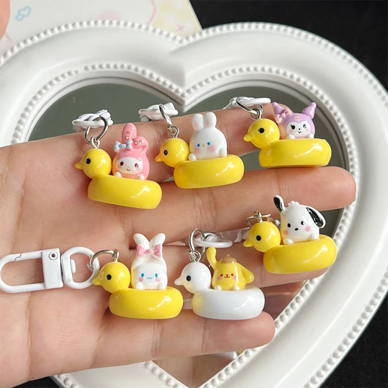 Cute Duckling Sanrio Keychain Original Schoolbag Pendant Girl Cartoon Keychain Bestie Gift Accessories