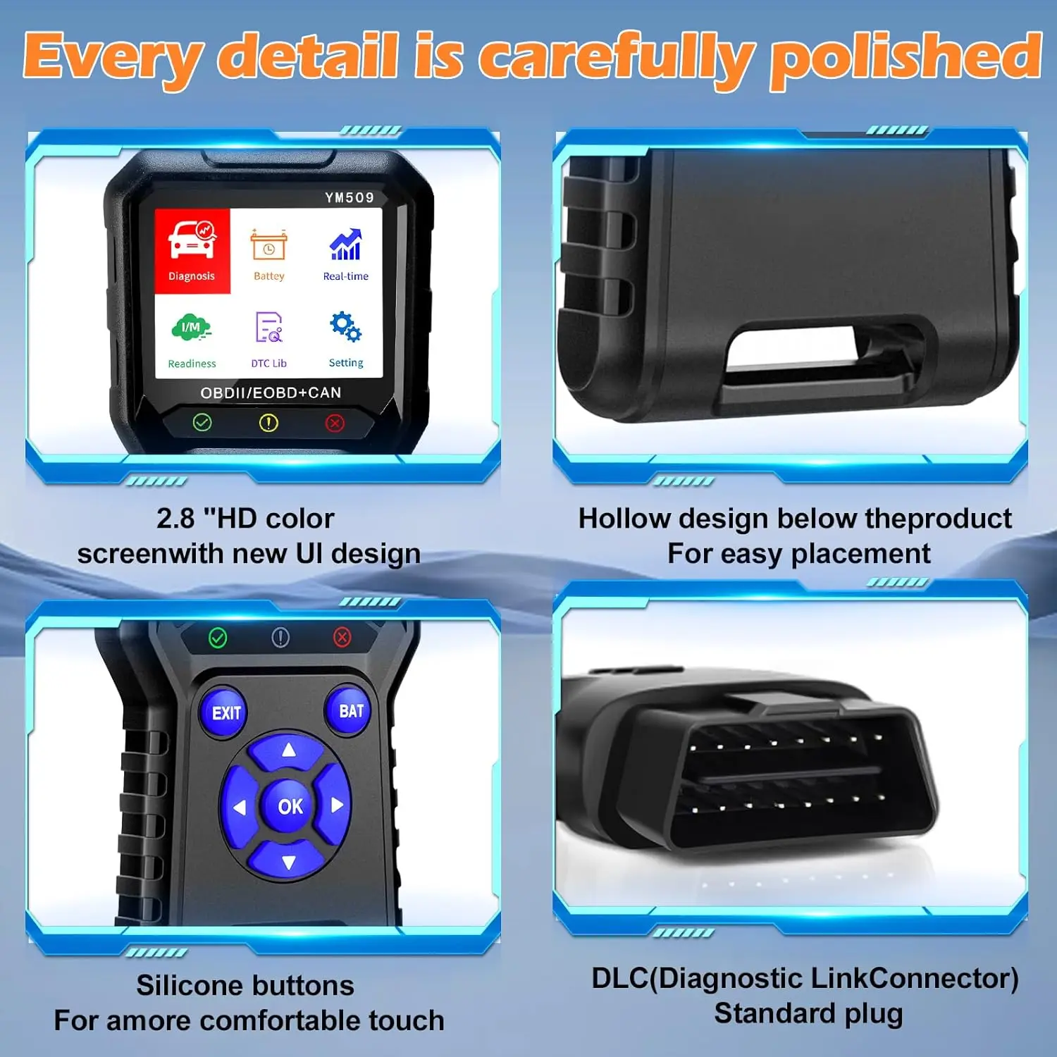 OBD2 Scanner Clear Error Code Multi-Language Code Reader Engine Scanner Oxygen Sensor Tester OBD2 Car Diagnostic Tool YM509