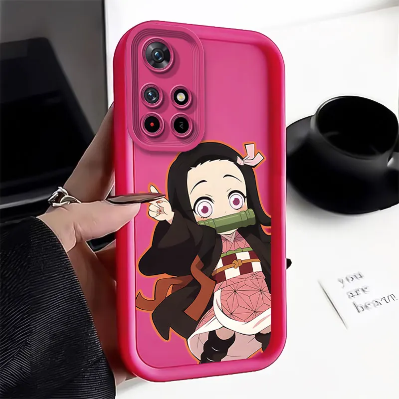 Anime D-Demon Slayer Lovely Nezuko Silicone Case for Redmi Note 13 12 11 Pro Plus 12S 11S 10S 10 9 9S 8 12C 13C Matte Cover