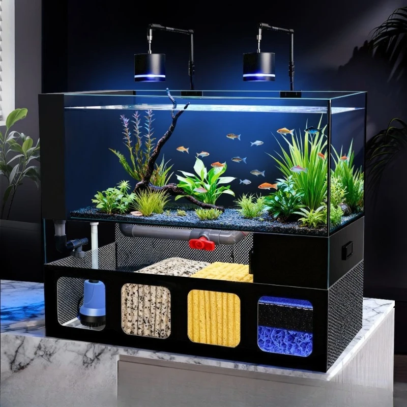 Desktop bottom filter integrated native stream tank ecological fish tank living room