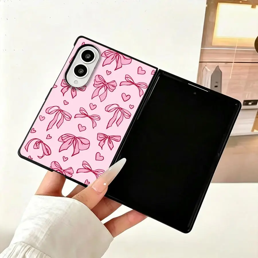 Cartoon Pink Bow Case for Samsung Galaxy Z Fold8 Wide ZFold Wide Z Fold 8 ZFold8 Luxury Phone Cover