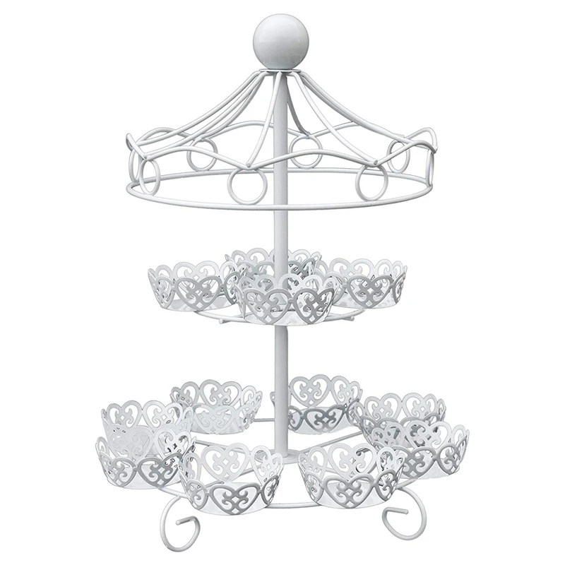 2 Layer-12 Count Carousel Cupcake Stand Holder Display Wedding Cake Cup Display Stand-ABLM