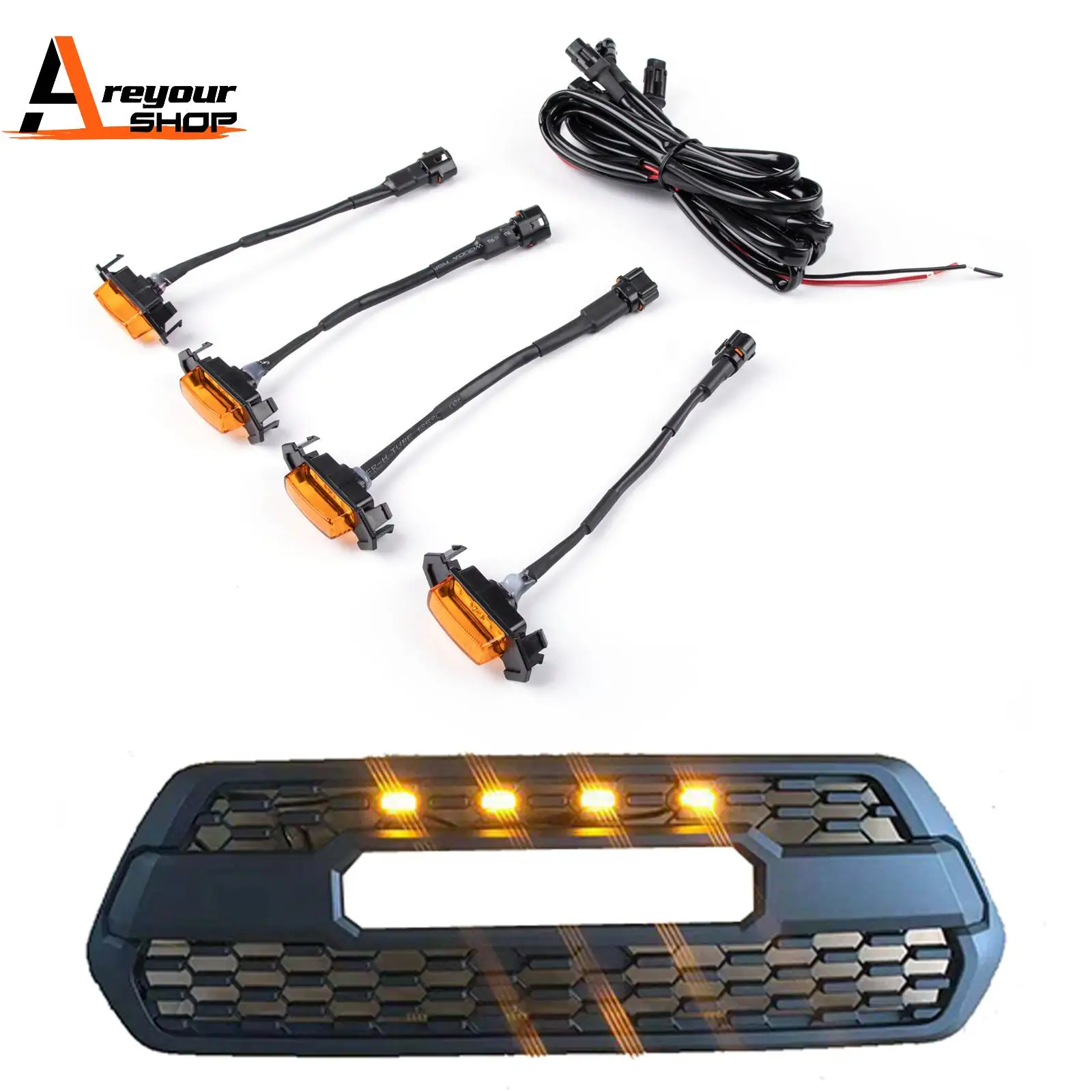 

4PCS/Set LED Lights Front Bumper Grille Fit for Tacoma 2016-2020 PT228-35170