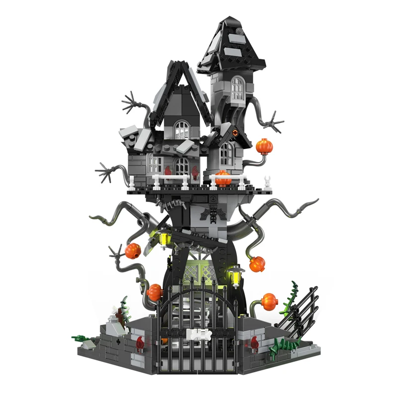 IN STOCK MOC Gothic Vampire Tree House Building Blocks Assembling Halloween Bricks Model Toys for Children Birthday Gift Set