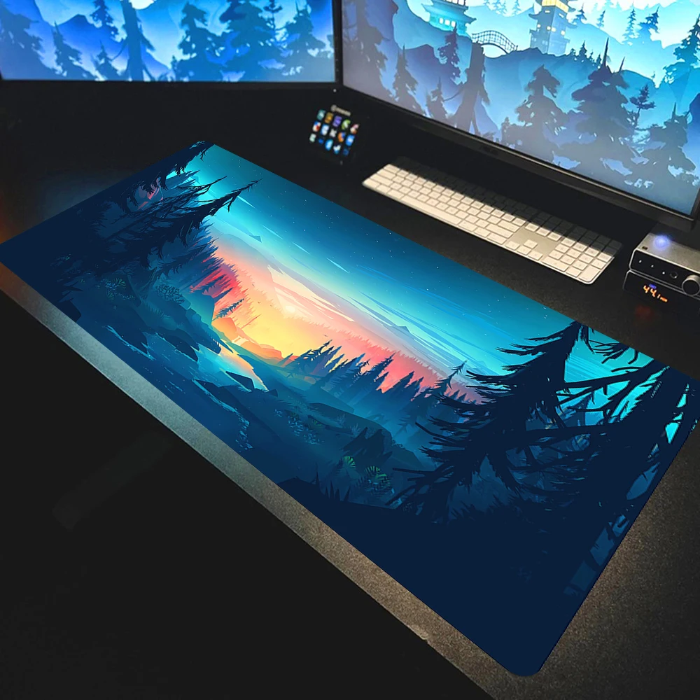 

Laptop Gamer Mousepad Firewatch Gaming Mouse Pad Large rug Locking Edge Keyboard Desk Mat XXL Natural Rubber Carpet 90x40cm