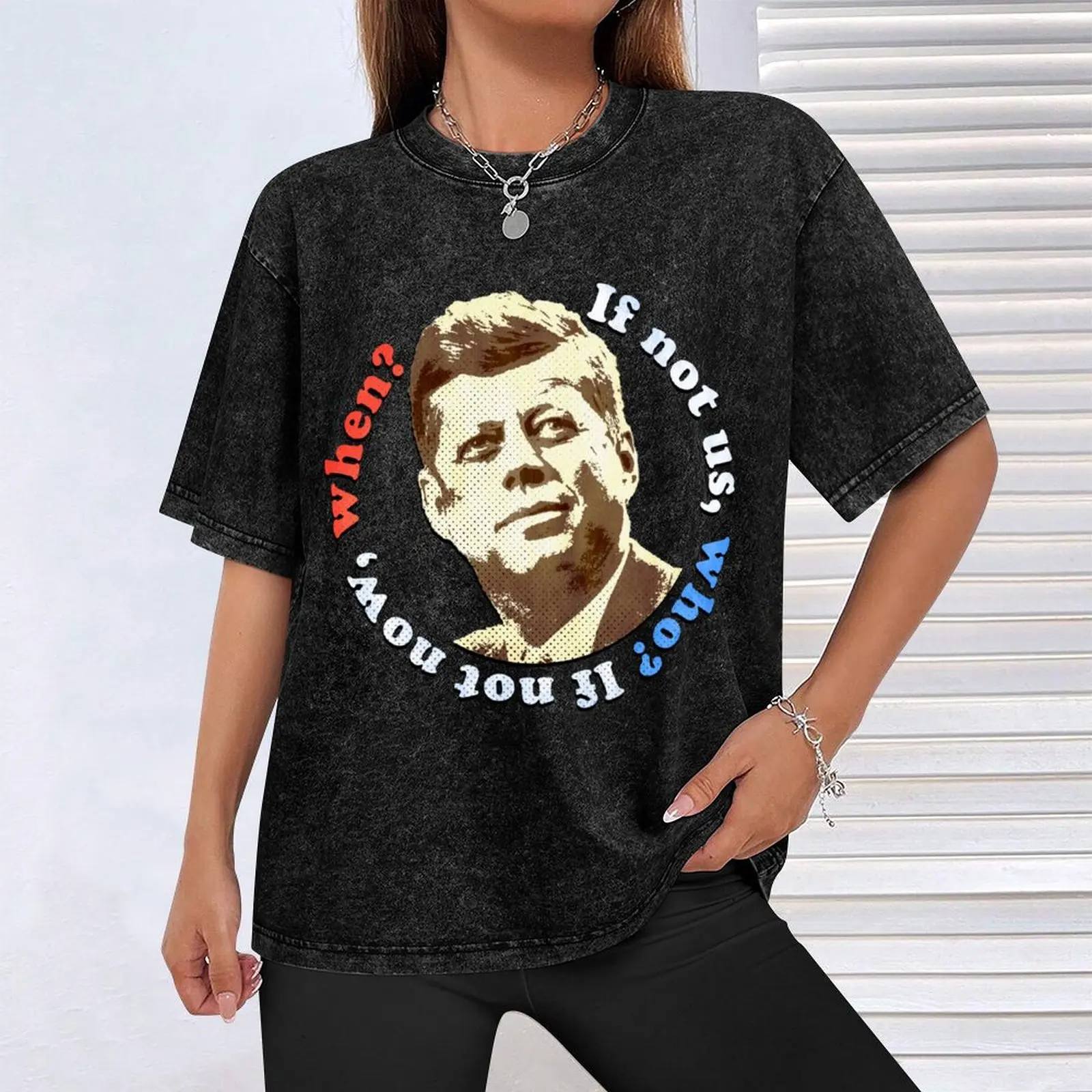 JFK جون إف كينيدي تي شيرت رجل الملابس الفاخرة رجل تي شيرت كبير الحجم مخصص قميص رجالي جرافيك تي شيرت الهيب هوب
