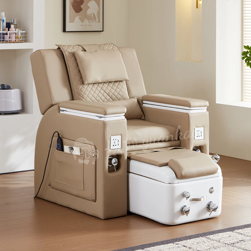 Multifunction Luxury Nail Salon Manicure Chair Foot Spa Bath Lay Down Adjustable Recline Electric Massage Pedicure Chair