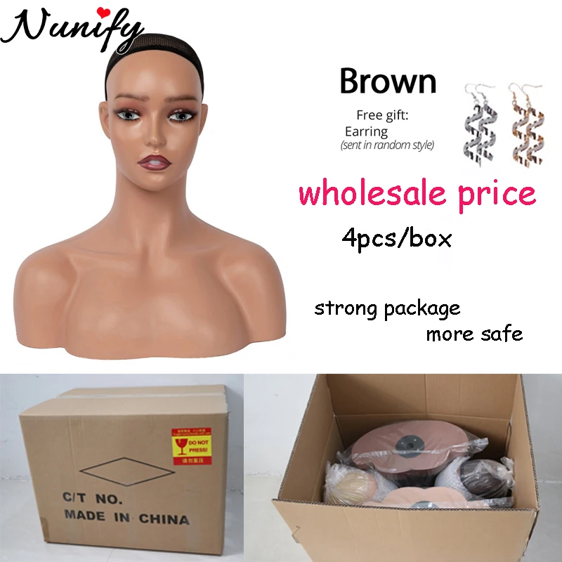 Nunifyแต่งหน้าMannequin Headสำหรับวิกผมแว่นตากันแดดเครื่องประดับหญิงวิกผมสีดำหัวหญิงสำหรับเครื่องประดับ