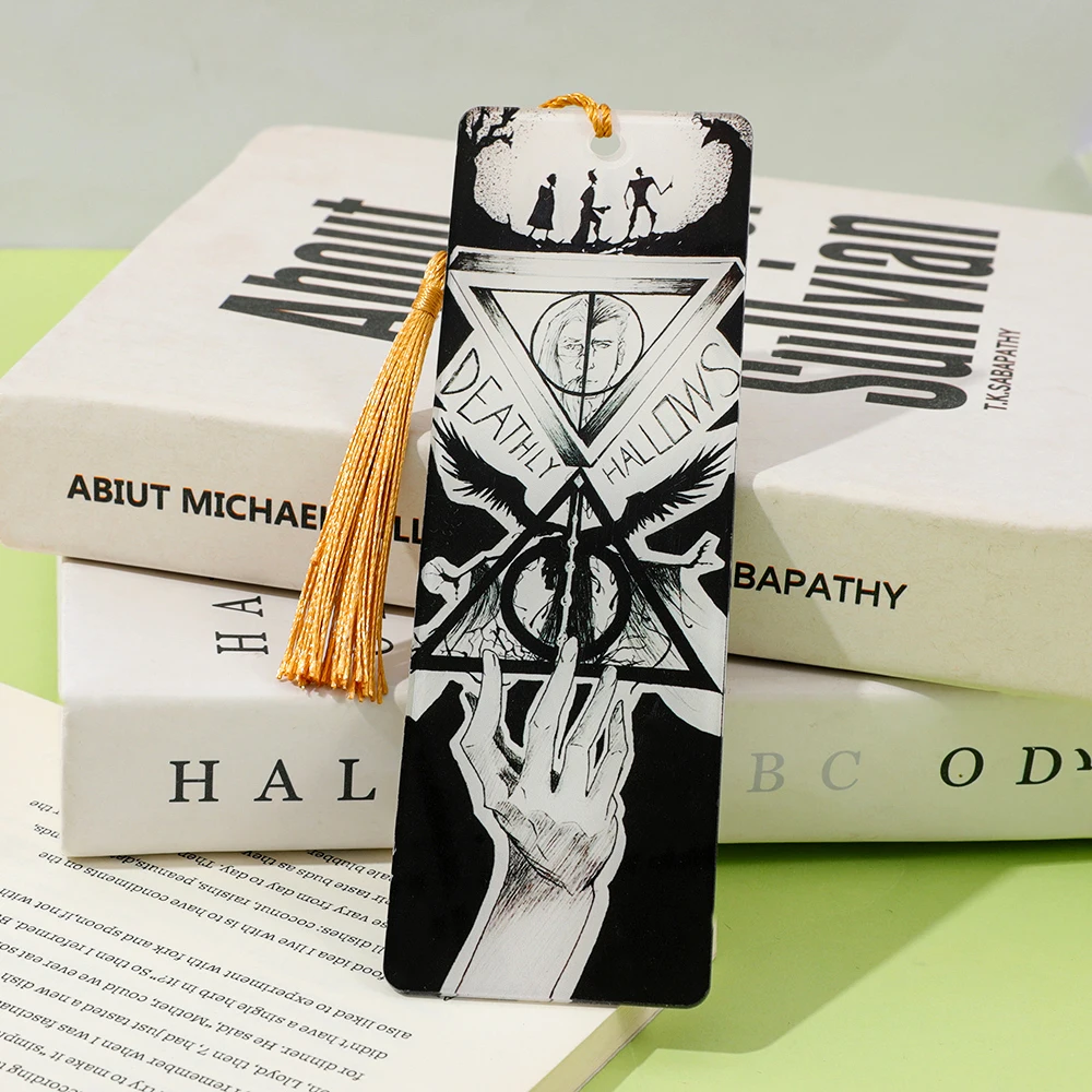 Marcapáginas reliquias de la muerte, símbolo clásico de Harry Potter, marca de libro para leer, regalo de papelería Ideal para entusiastas del mundo mágico