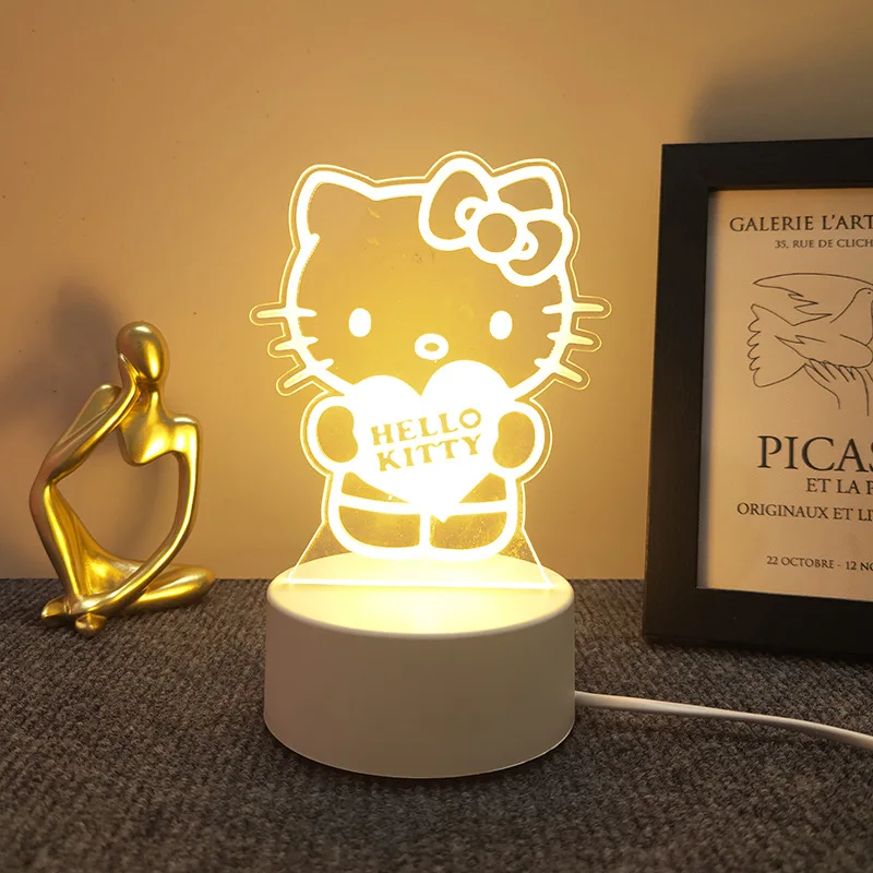 Cartoon Sanrio 3d Night Light Creative Gift Bedside Table Lamp Atmosphere Acrylic Color Changing Hello Kitty Shape Light Sign