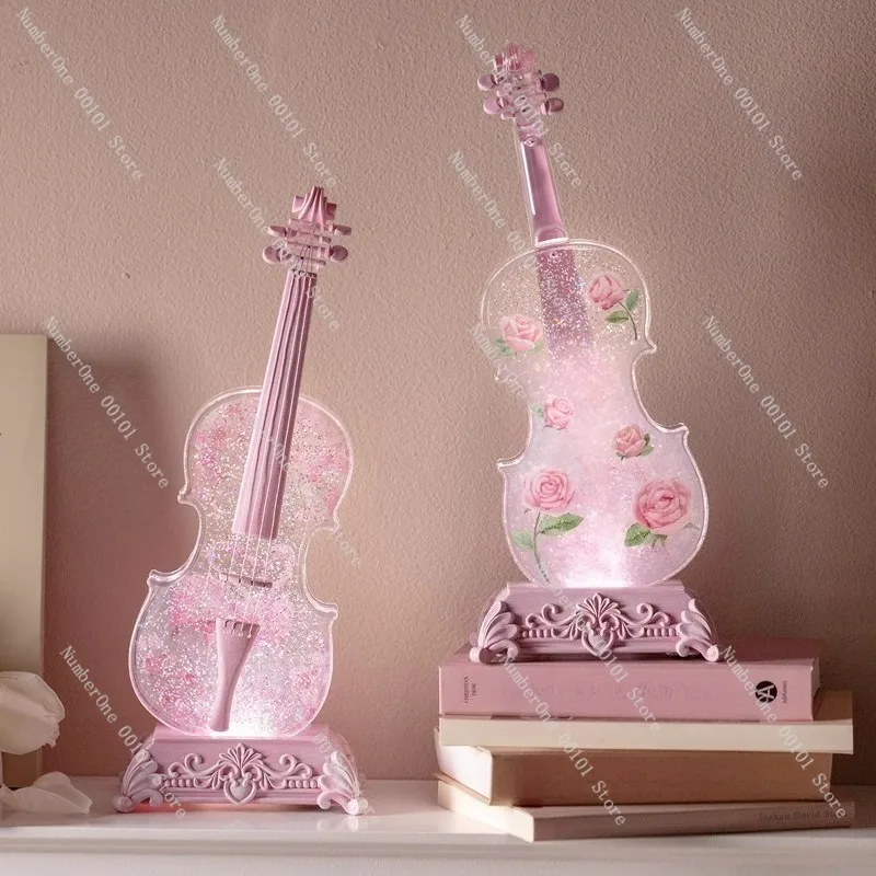 Crystal Ball Violin Music Box with Snowflake Rotating Scene,Romantic Desktop Ornament and Practical Birthday Gift for Friends