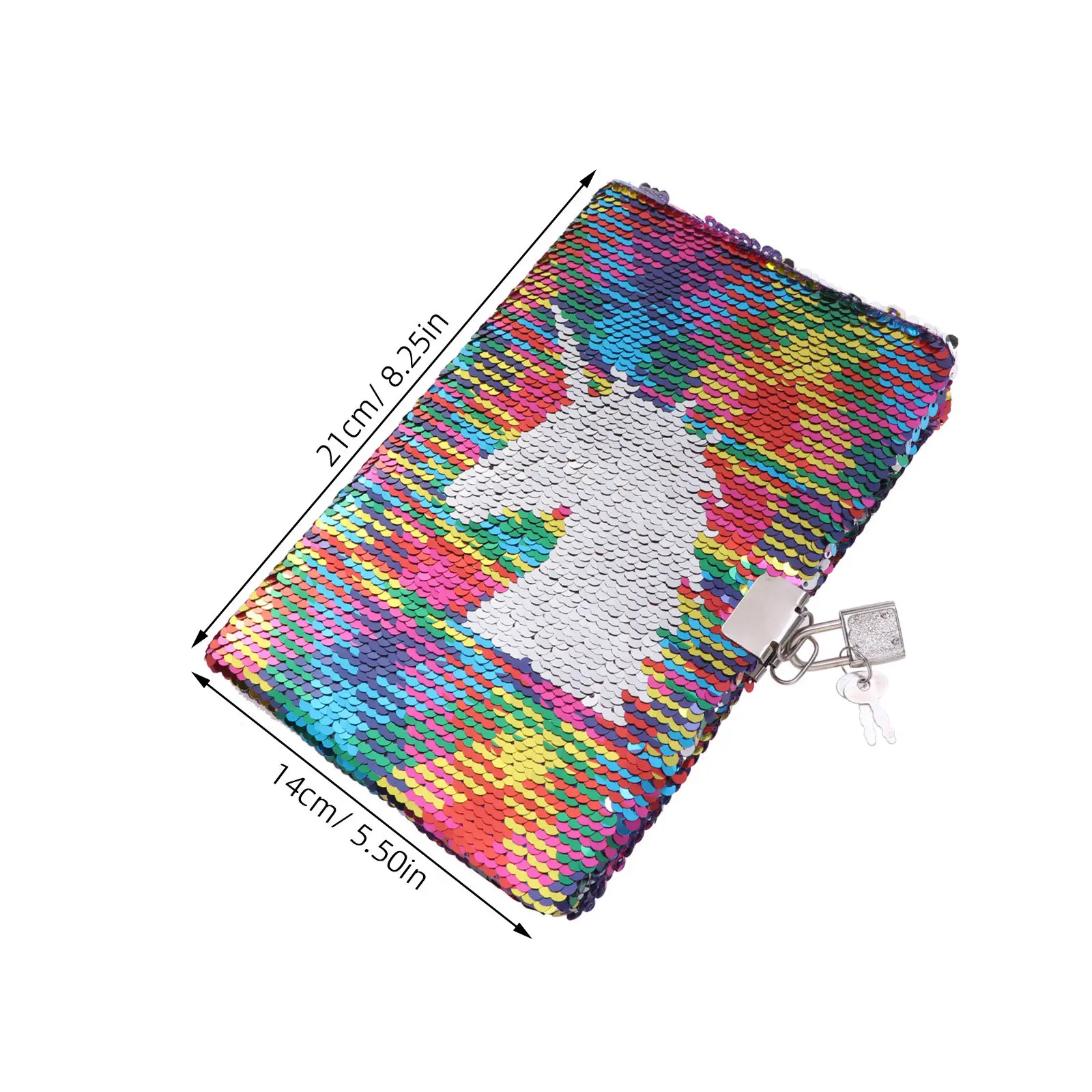 Reversible Sequin Diary Notebook Colorful Pattern Printed Lockable Private Journal for Self Expression Creative Writing Doodling