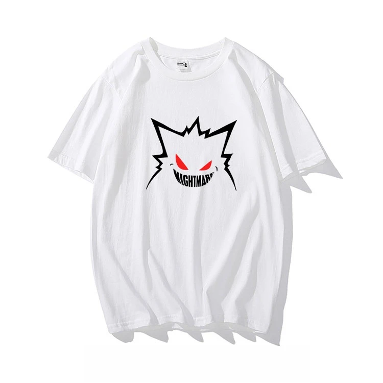 Pokémon Gengar Bedrucktes T-Shirt aus Reiner Baumwolle Herren 2026 Sommer Mode Übergroßes Street Casual Y2K Oberteil Streetwear Kleidung – Detail 4
