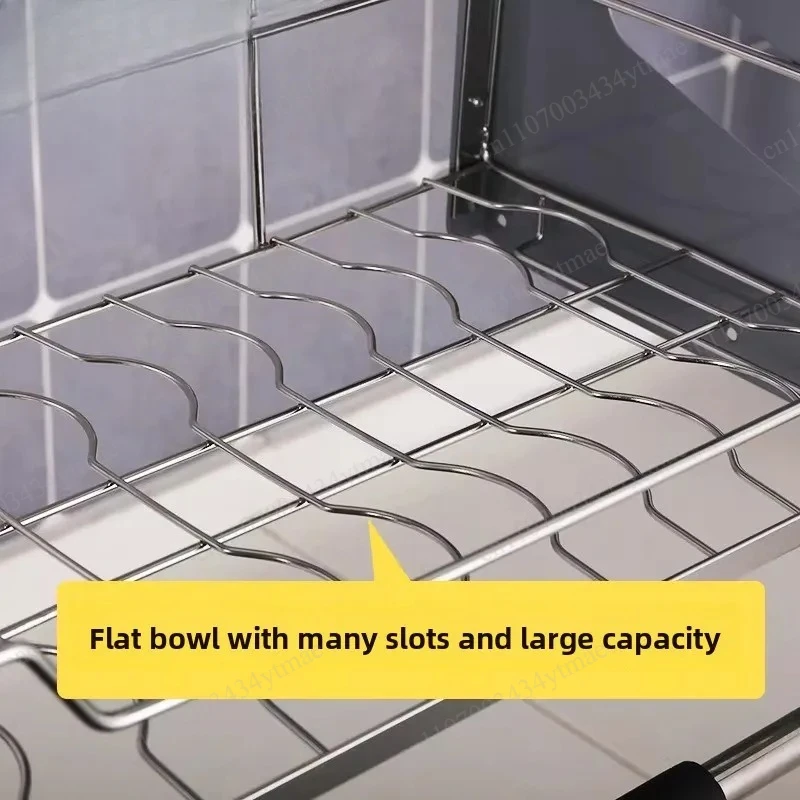 Damping Drop Down Dish Rack Stainless Steel Pull Down Bowl Basket Wall Mount Cabinet Drain Storage Organizer for Kitchen