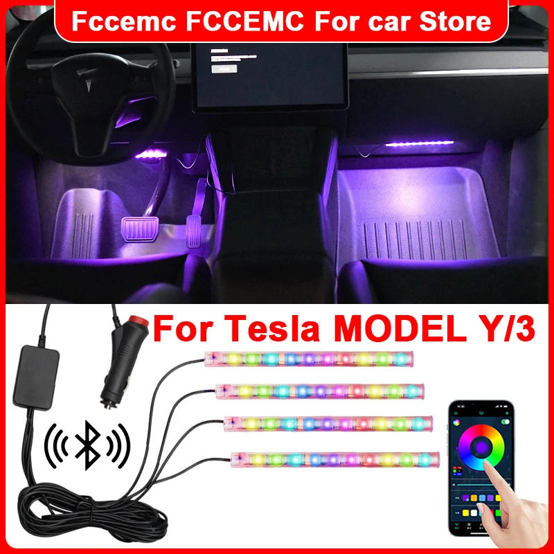 

For Tesla MODEL 3/Y Foot light APP control RGB LED dynamic Holiday decoration Personality display interior atmosphere light