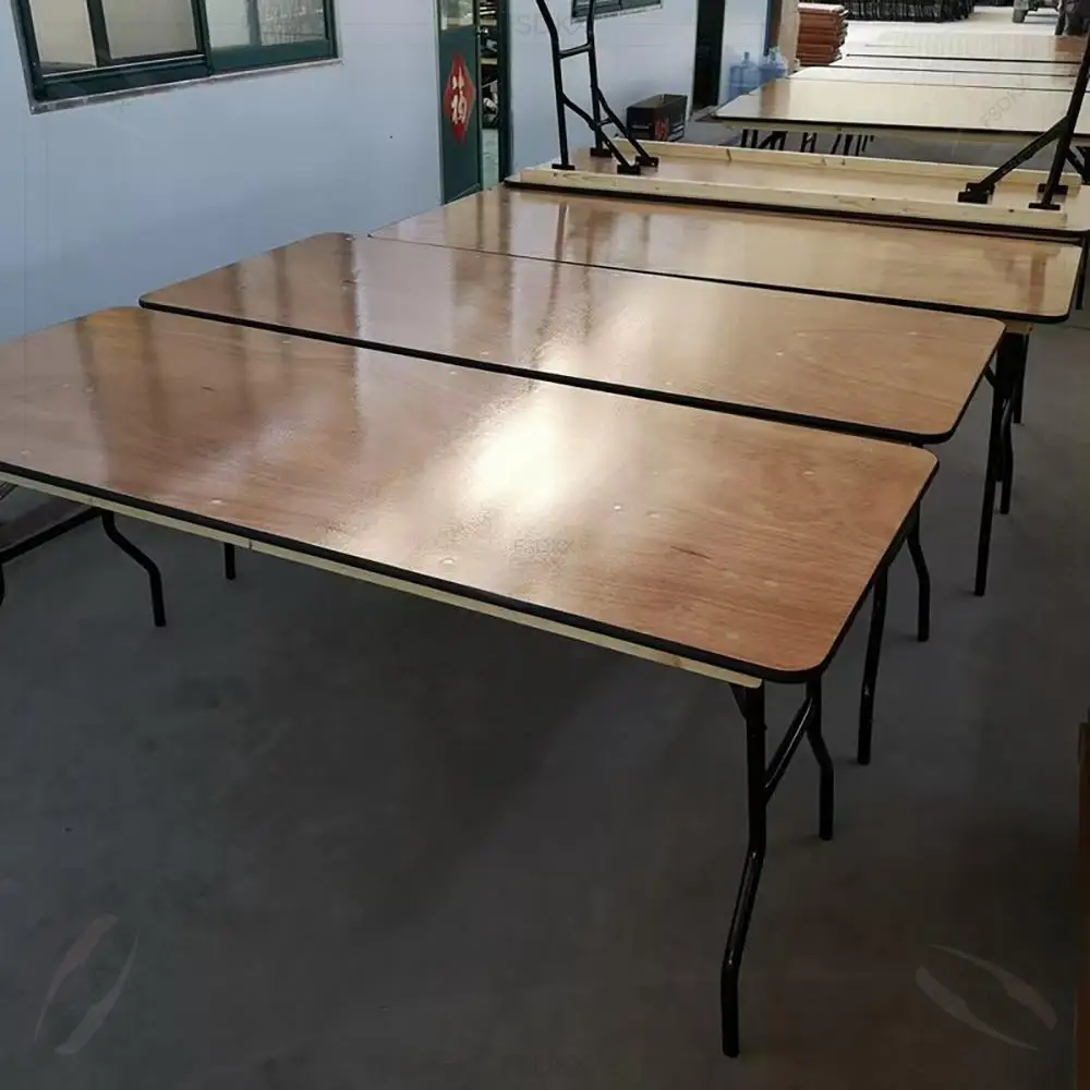 

FSDKX Factory Wholesale Plywood Wedding Party Folding Wooden Fireproof Board Tables