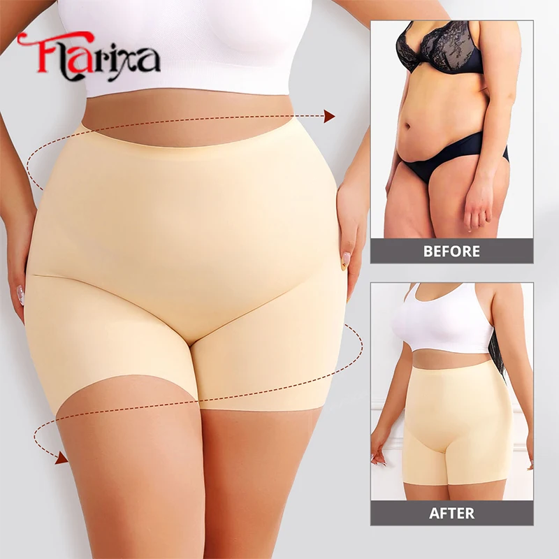 Flarixa Plus Size Safety Pants Women Anti Chafing Shorts for Under Dress Thigh Underwear Invisible High Waist Boyshort Panties