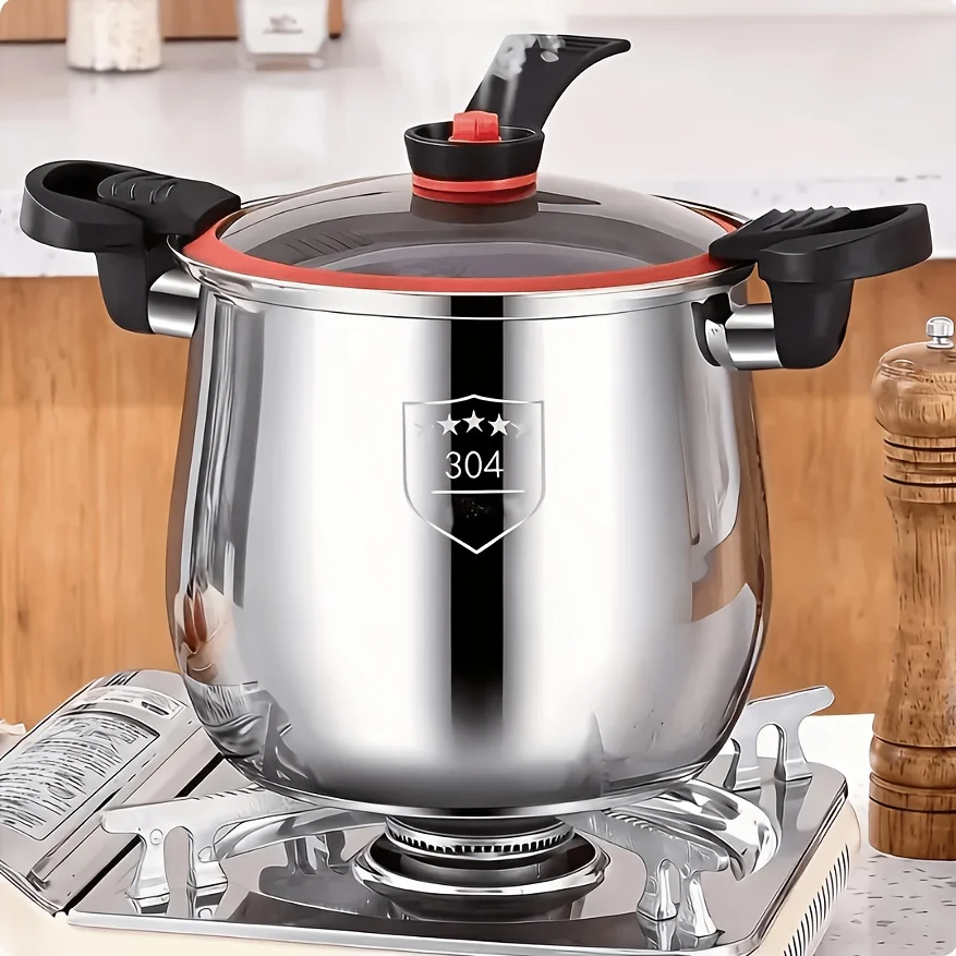 

Stainless Steel Multipurpose Cooker, Food-Grade Non-Stick Stew Pot, Large Capacity, with Glass Lid And Ergonomic Handles for Indoor/Outdoor BBQ, Camping, Small Kitchens, Easy-Clean Design, Compatible with Induction And Gas Stove