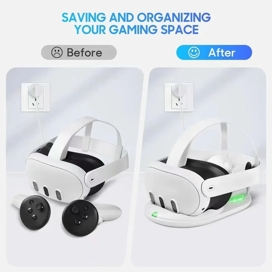 Aolion Charging Dock For Oculus Quest 3 VR Headset Controller Charging Station Dock Storage Charger For Meta Quest 3 Accessories