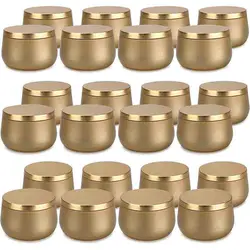 8 OZ Metal Candle Tins 24 Pieces Candle Jars with Lids Candle Making Supplies Kit Storage Container for Halloween Candy Box