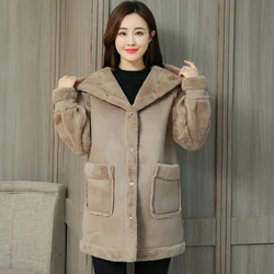 2022 Winter Warm Coat Plush Thick Lamb Wool Coat Women Mid-Long Plus Velvet Loose Deerskin Plush Fur Coat Warm Oversized Female