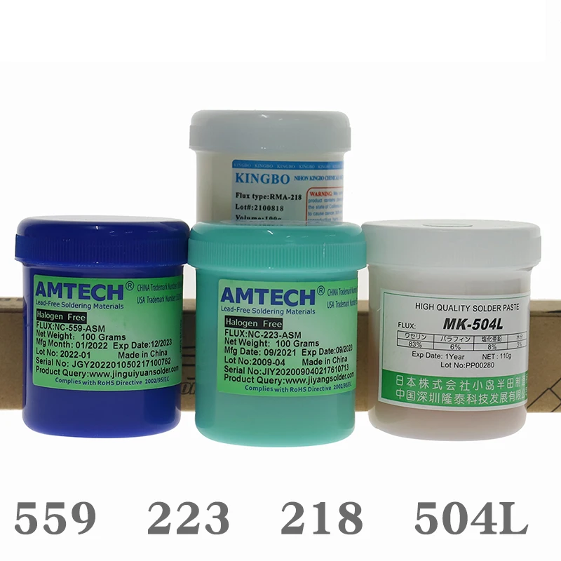 1 PCS AMTECH-NC-559-ASM Kingbo RMA-218 RMA-223-UV  bga Solder Flux Paste Solder 100g   for SMT Reballing