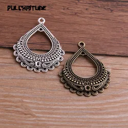 4PCS 35*44mm Two Color Water Droplets Necklace Charm Women Jewelry Fashion Porous Connector Pendant Earring