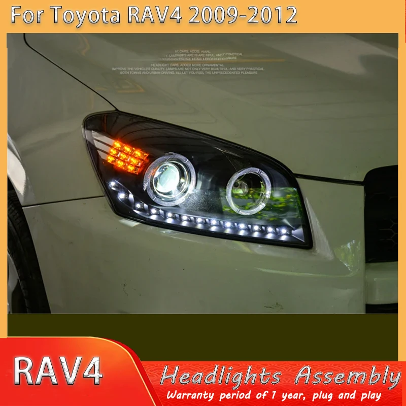 

1 Pair LED Headlight Assembly for Toyota RAV 4 2009-2012 Head Light Plug and Play with LED DRL Turning Front Headlights