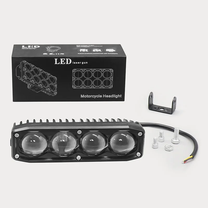 4 Lens LED Motorcycle Spot Light Waterproof Super Bright Auxiliary Driving Fog Lamp Fast Heat Dissipation Offroad Work Light
