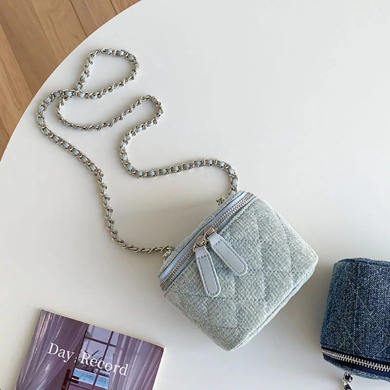 Simple Denim Bag Retro Fashion Small Fragrance Wind Mini Crossbody Bags Women 2023 New Single Shoulder Chain Small Square Pack