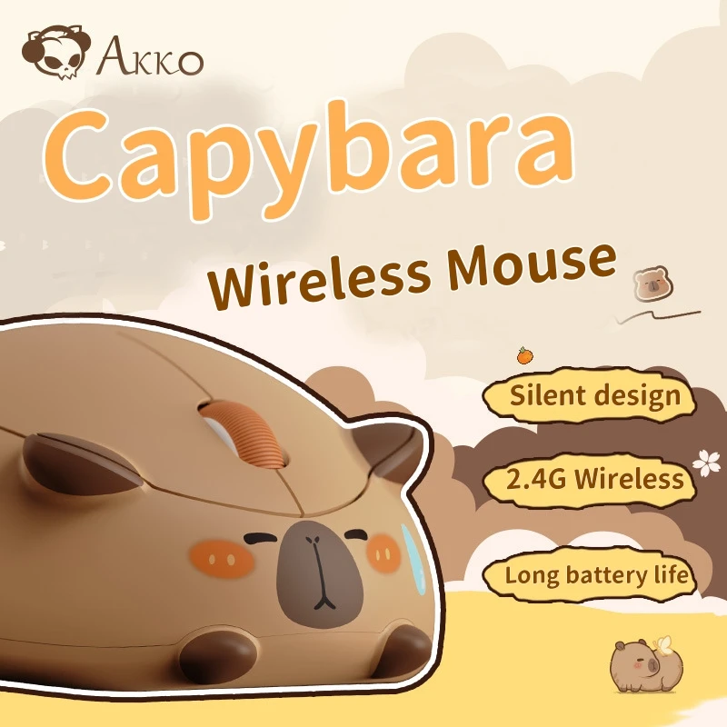 

Creative Cute Capybara Lightweight Portable Wireless Mouse 2.4G Ergonomic Optical Mice Desktop Laptop PC Universal For Girl Gift