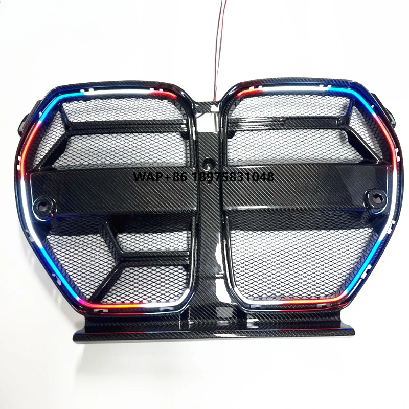 LED luminous Racing Grills for New M3 M4 G80 G81 G82 G83  RBG Dry Carbon Fiber Front Grille Replacement 2019-2025
