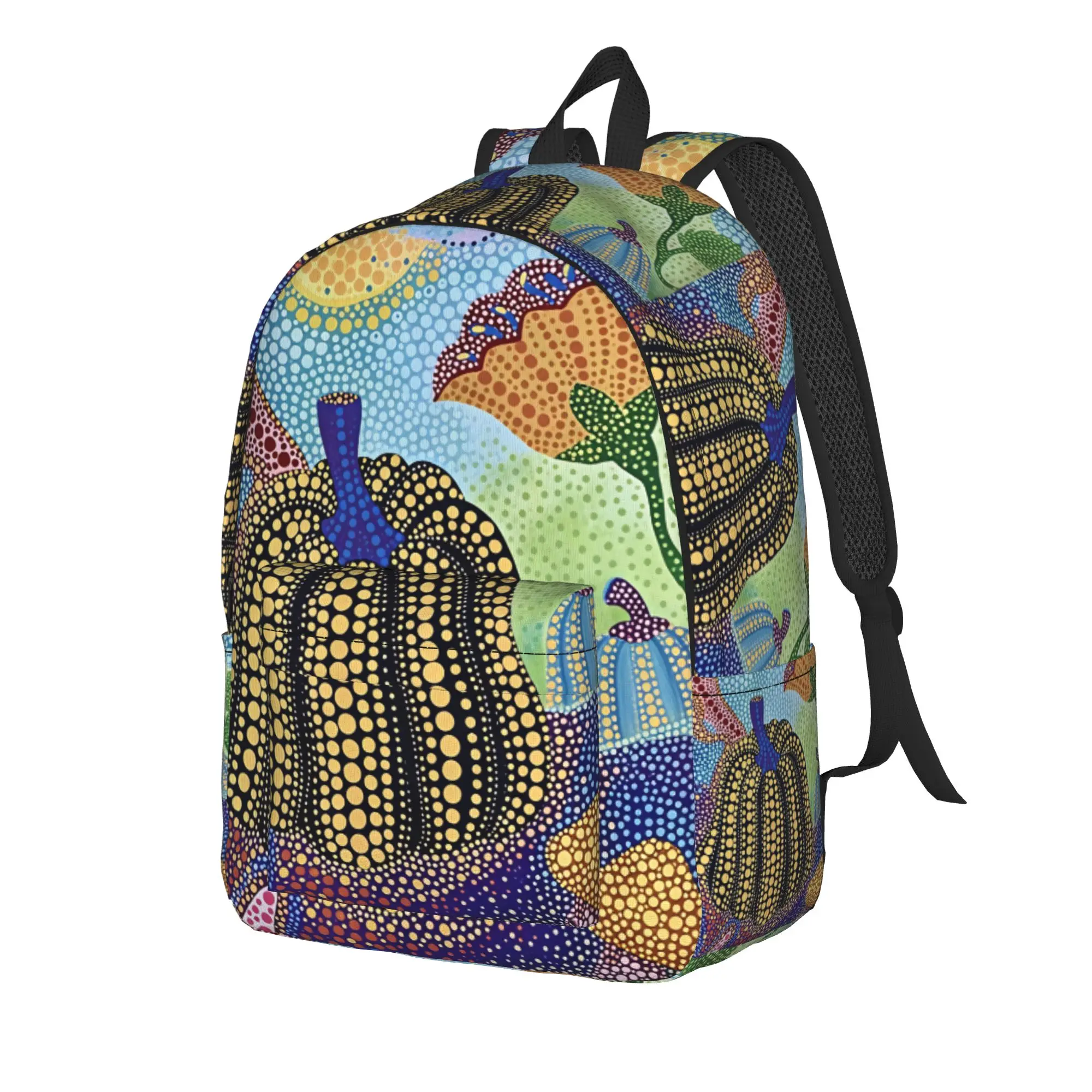 Yayoi Kusama Backpack Student  Breathable Backpacks Polyester Stylish High School Bags Outdoor Style Design Rucksack