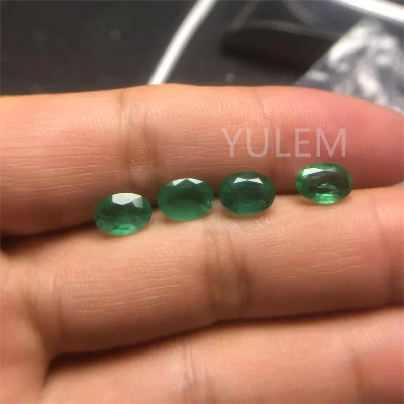 YULEM VVS جودة عالية 4x6 مللي متر و 5x7 مللي متر و 6x8 مللي متر الزمرد الطبيعي للمجوهرات ذاتية الصنع