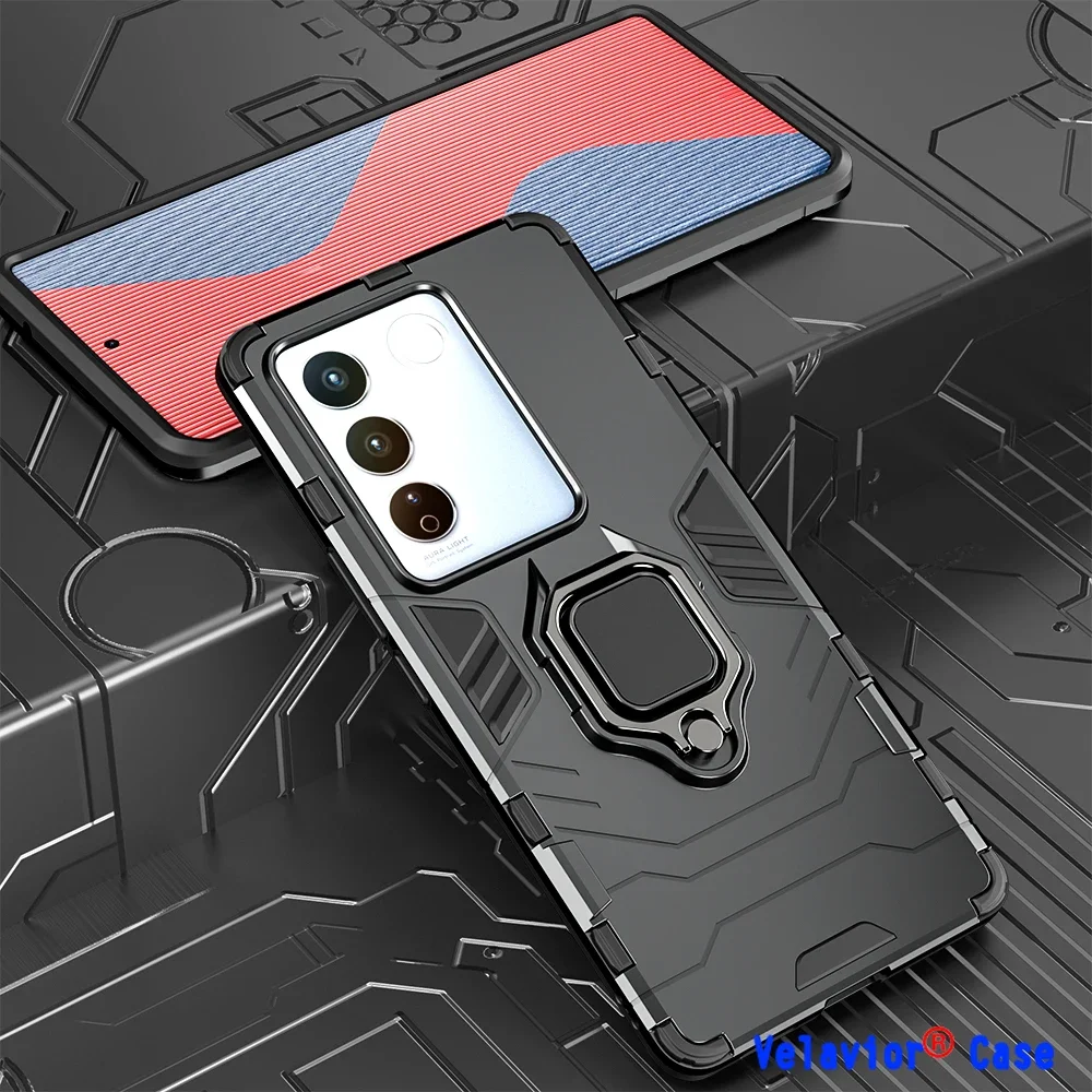 Shockproof Armor for Vivo T2 5G Case Silicone+PC Metal Ring Stand Phone Back Cover VIVO V27 5G V27e V25 5G V25e V27 Y36 5G Shell