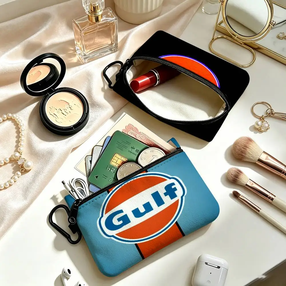 G-u-lf-s Racing logo Multifunctional Portable Oxford Fabric Mini Wallet Carabiner Design Small Coin Bag For Cards Keys Earphones