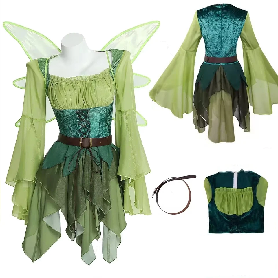 Elf Prinzessin Fee Cosplay Kleid Cartoon Anime Elf Grüne Kleidung Halloween Karneval Rollenspiele Kostüme Performance Kostüm