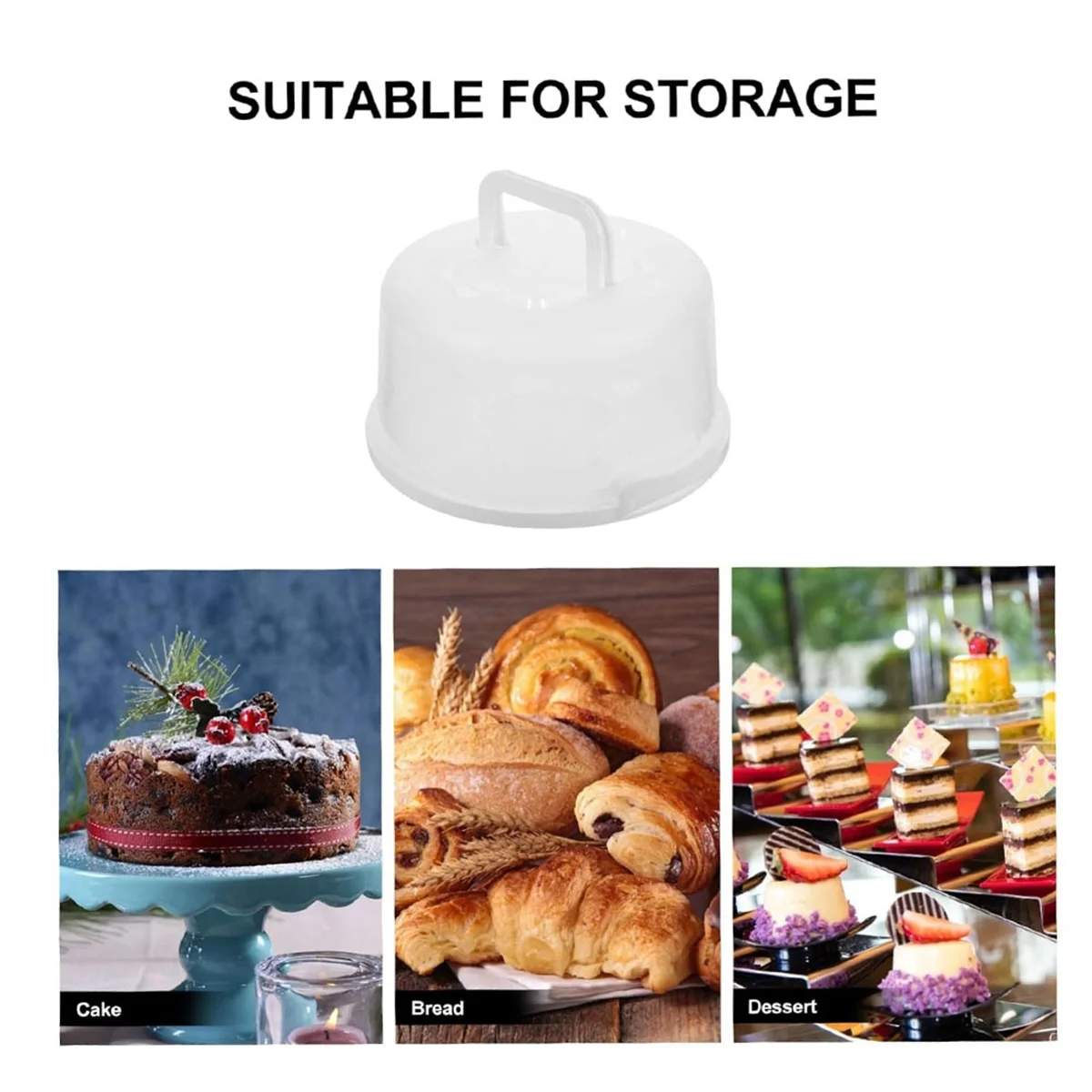 Box Portable Cake Box Muffin Carrier Clear Container with Lid Round Cake Holder Cake Container Bread Storage Container