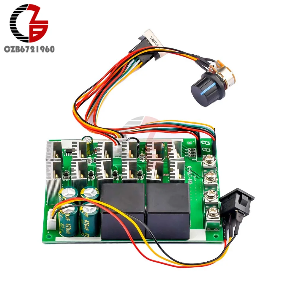 DC 10V-55V 60A DC Brush Motor Speed Controller Governor Bidirectional Reverse Switch PWM Motor Speed Controller 12V 24V Governor