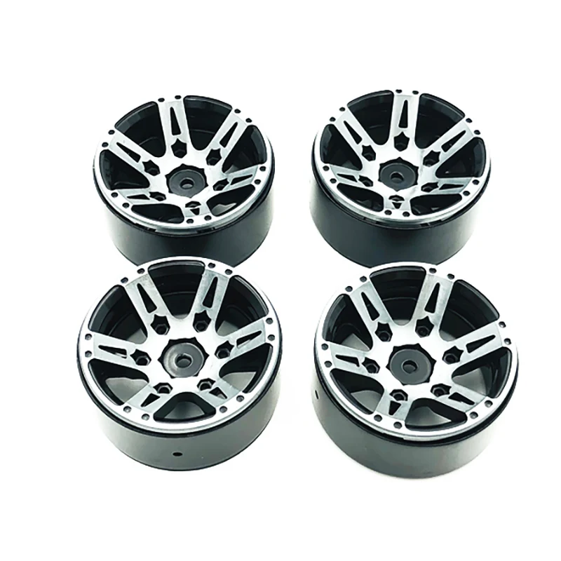 4Pcs Rc Rock Crawler Wheel Rim 1.9 Inch Beadlock For 1/10 Axial Scx10 90046 Tamiya Cc01 D90 D110 Tf2 Traxxas Trx-4(Black)