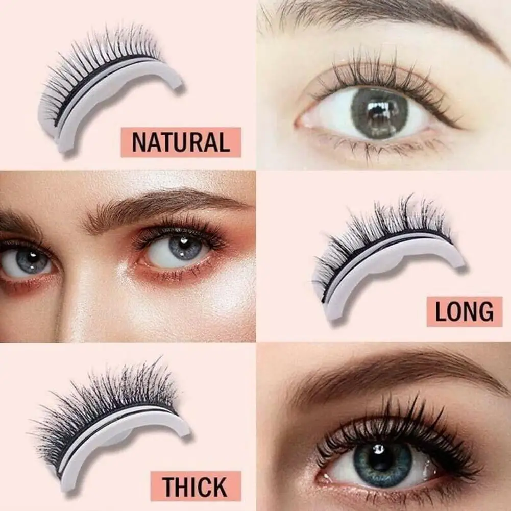 1pair Self Adhesive Eyelashes Glue Free Full Strip Eyelash Thick Natural False Lashes Easy To Wear Lashes Extension False Lashes
