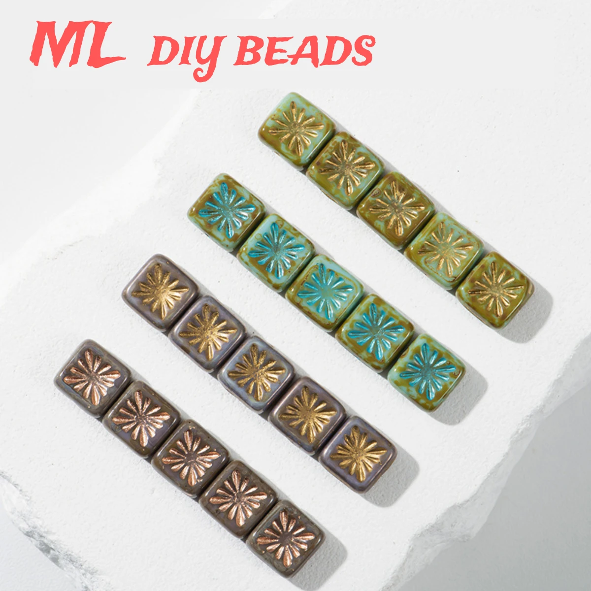 5pcs 10mm Czech bead fireworks brand square glass beads DIY handmade bead jewelry accessories loose beads