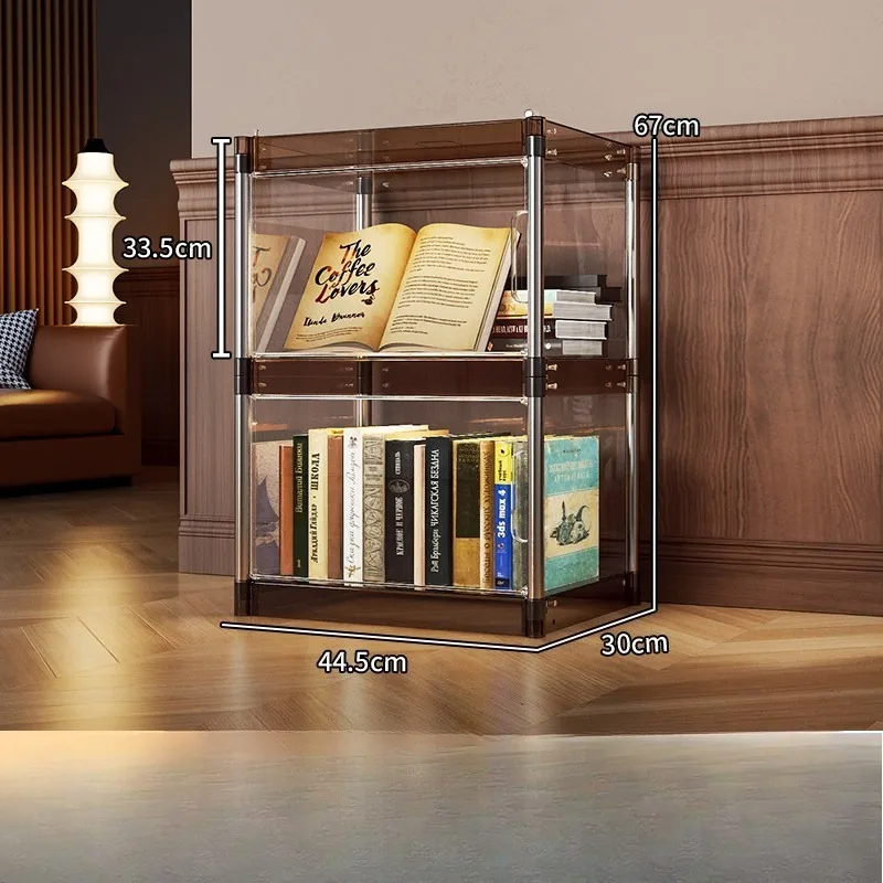 Bookshelf Stainless steel figure display cabinet Dust-proof floor display shelf