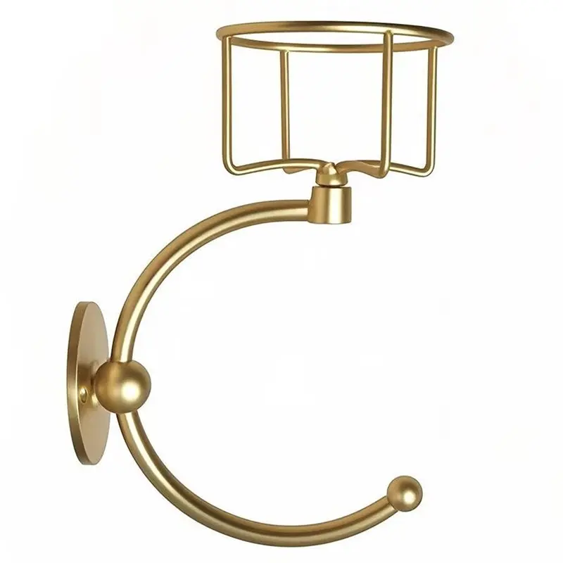 

A04G-Wall Mounted Towel Holder With Candle Holder, Matt Black Hand Towel Ring For Bathroom Decor