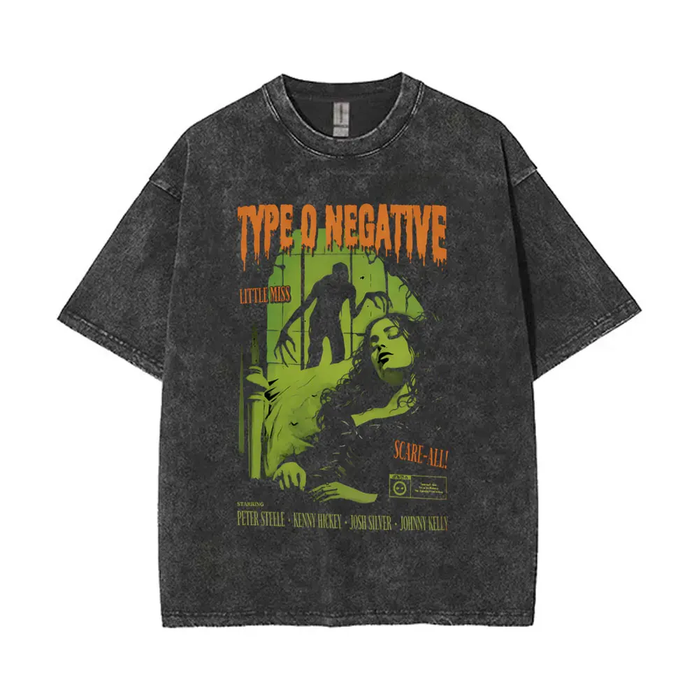 

Type O Negative Vintage Washed T-shirt Men Women Clothing Retro Gothic Rock Metal T Shirts Male Cotton Casual Oversized T-shirts