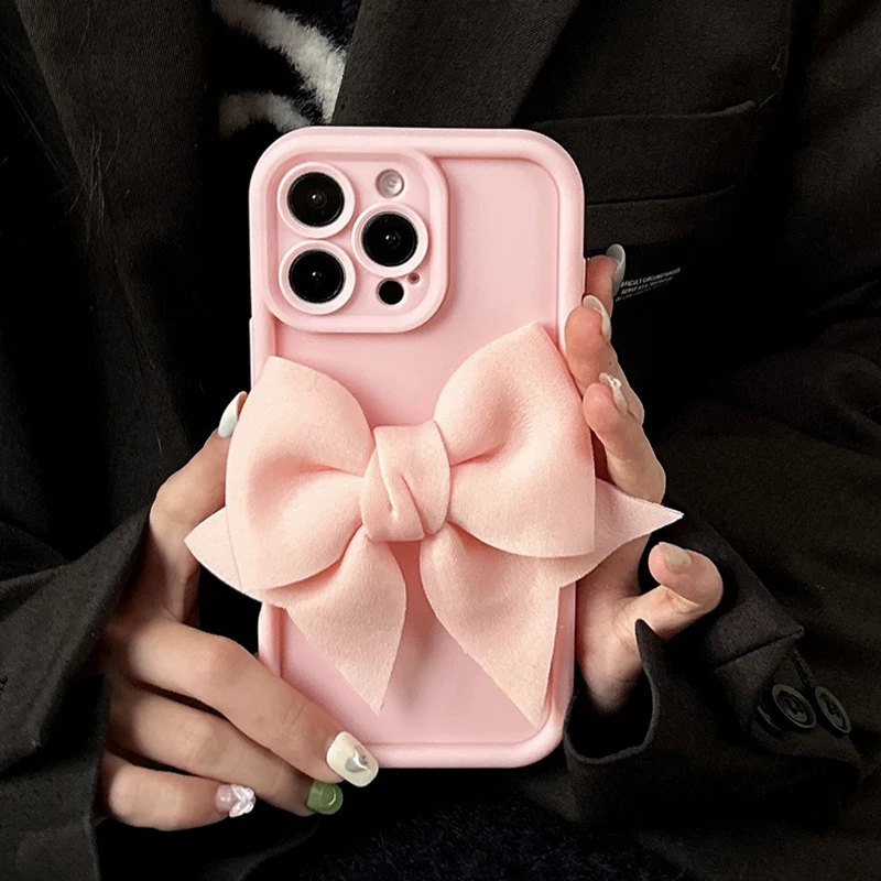 Hübsche 3D-Schleifen-Silikon-Handyhülle für iPhone 11 12 13 14 15 16 17 18 Pro Max 16E X XR XS Max 7 8 Plus, weiche, stoßfeste Schutzhülle – Detail 3