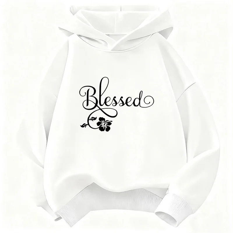 Hoodie mit Aufdruck „Blessed Flower“ für Kinder, Kinder-Sweatshirt, Kapuzenpullover für Jungen und Mädchen, Herbst-Winter, lässige Hoodies